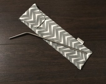 Re-usable Straw Pouch with one Metal Straw