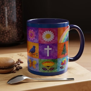 Colorful Cross Rainbow Mug Christian Faith Ceramic Coffee Cup 11oz/15oz