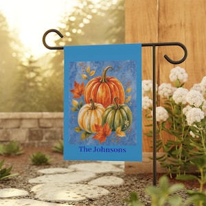Drapeau de jardin citrouilles d'automne | Bannière de maison personnalisée