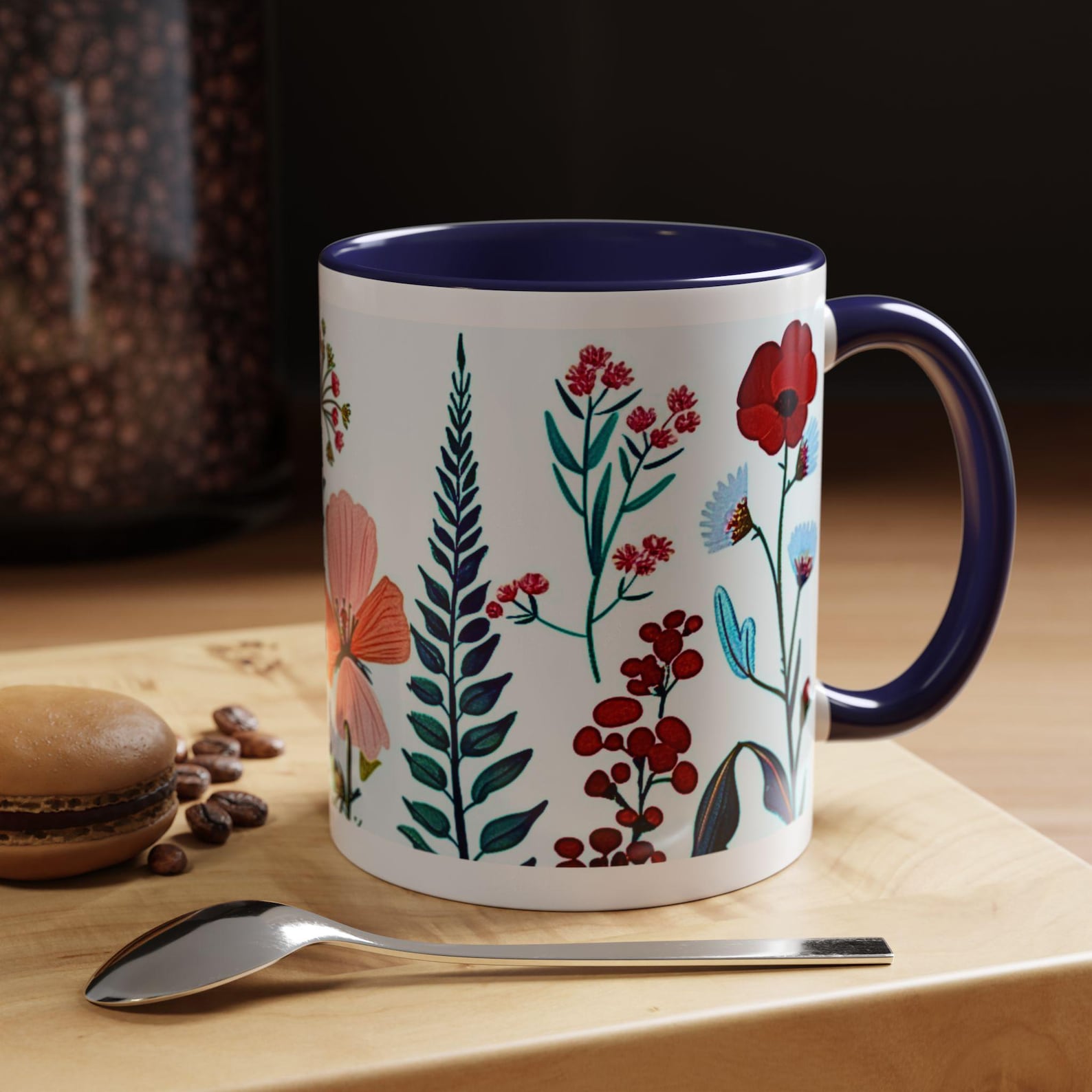 Watercolor Mug With Wildflower Design, Floral Ceramic Coffee Cup 11oz ...