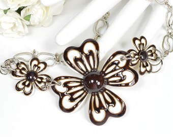 Retro Vintage Brooch and Earring Necklace - FREE SHIPPING within the US