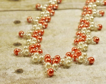 Bridesmaids Orange and Ivory Pearl Necklace