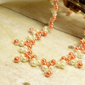Bridesmaids Orange and Ivory Pearl Necklace