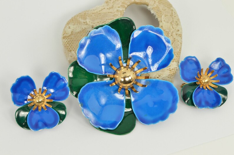 Vintage Brooch and Earrings image 1