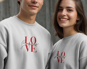 Custom Couple Shirts — Personalized LOVE Matching T-Shirts with Names | Valentine Gift, Anniversary