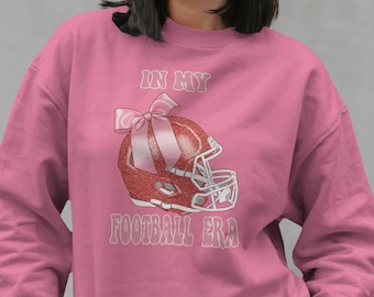 Coquette Football Sweatshirt, Faux Glitter Bow, Game Day Outfit