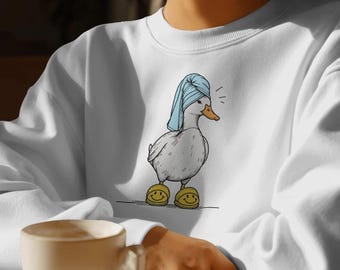 Spa Day Duck T-Shirt – Funny Smiling Duck in Slippers