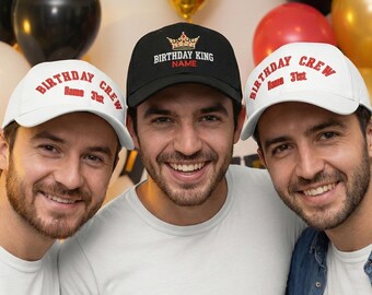 Custom Birthday Embroidery Hat, Personalized Birthday King & Crew Caps