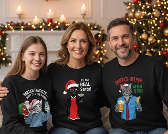 Funny Cat Dad Christmas Sweatshirt | Santa's Helper After 5 PM