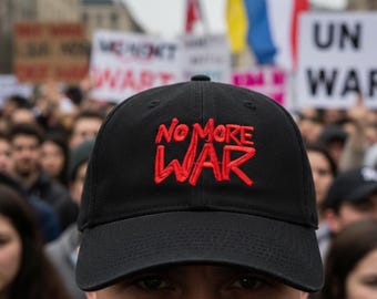 No More War Embroidery Black Baseball Cap - Peace Protest Hat