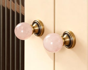 Tirador redondo de cristal para cajón - Herrajes de latón para armarios