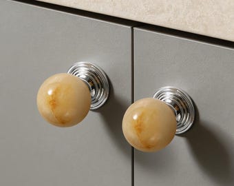 Manijas decorativas de piedra natural, pomos redondos para armarios y pomos para armarios de cocina.