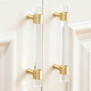 Poignées transparentes, poignées de cuisine simples, poignée de placard en laiton