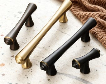Tirador de tocador de bronce, tiradores de armario de latón, pomos negros mate