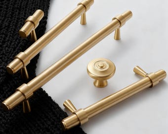 Tirador de cajón de latón, tiradores de armario de bronce, pomos minimalistas