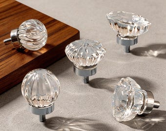 Pomo de cristal de latón, pomos para cajones de tocador, tiradores de armario de latón