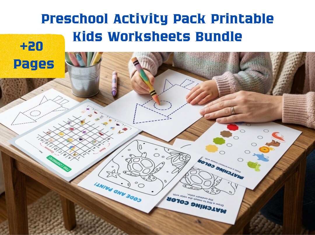 Preschool Activity Pack, Kids Worksheets Bundle, Learning Binder (PDF ...