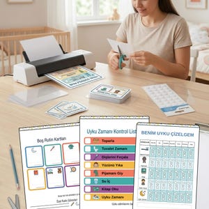 Turkish Sleep Routine Kit | Visual Schedule, Social Story, Routine Cards, PDF, Digital Download