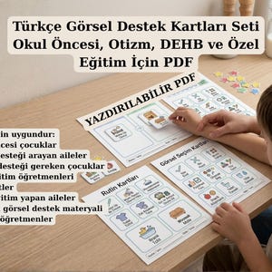 Turkiska visuella stödkort för autism, ADHD, förskola PDF