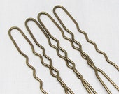 Vintage 1950s Gold Blonde U-Shaped Hair-Pins for Women- 1.75 quot , 2 quot , 2.5 quot or 3 quot Brass Bronze Metal Wire- Wedding Bridal Updo Chignon Bun Pins
