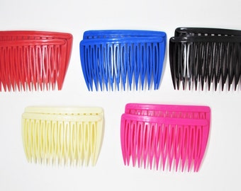 One (1) Pair of Vintage 1989 GOODY Hair Side Combs for Women / Girls- Red, Blue, Black, Cream or Pink- 1980s Accessories- Thin or Thick Hair