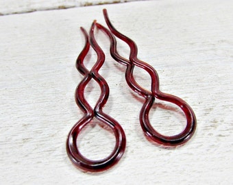 Vintage Red Hair Fork Set Chignon Pins Bun Pins Hair Etsy