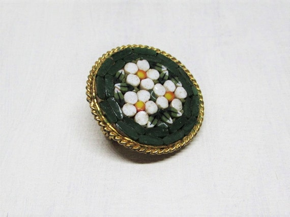 Vintage ITALIAN Micro-Mosaic Brooch Pin, Small Li… - image 3