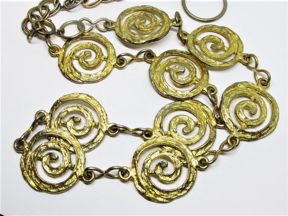 Vintage Chunky Gold Spiral Statement Necklace, Un… - image 6