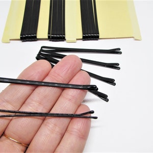 Set Jumbo Vintage 1960s Black or Bronze Bobby Pins Extra Large Long 2.75 Roller Pin Updo Bun Hair Pins for Women Finger Wave Setter Clip image 5
