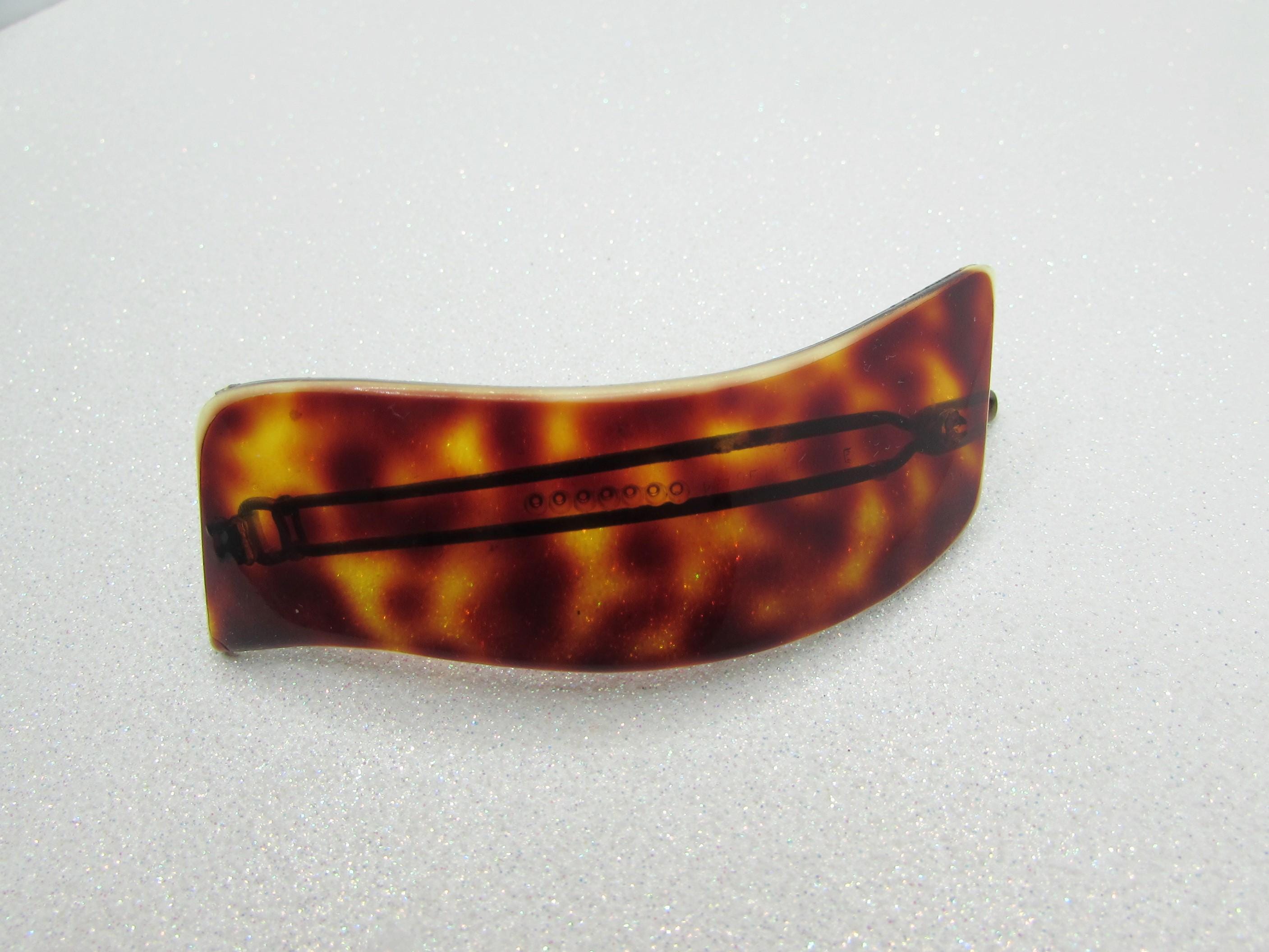 Amber Color Large Stone Barrette Gold Tone Metal Hair Clasp Amber Barrette - Etsy main image 2