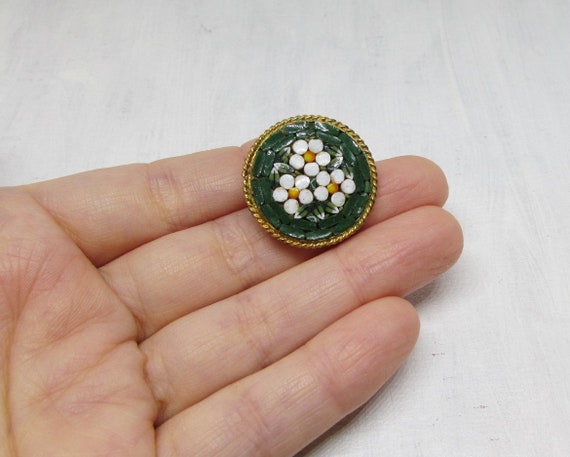 Vintage ITALIAN Micro-Mosaic Brooch Pin, Small Li… - image 5