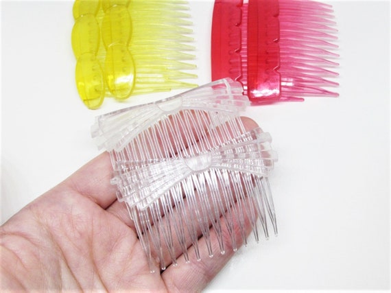Fun Vintage 1980s Jelly Hair Side Combs Set- Translucent  display picture 2