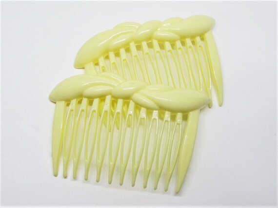 Vintage 1980s Bow Hair Side Comb Set of 2- Peach,… - image 7
