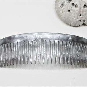Vintage FRENCH Pearlescent Gray Backcomb, Large Faux Mother of Pearl Shell Bandeau Hair Comb, Womens Wedding Bridal 1960s Hair Accessory