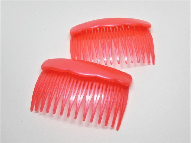 Vintage 80s Neon Bright Hot Pink Hair Comb Set Hong Kong Etsy UK
