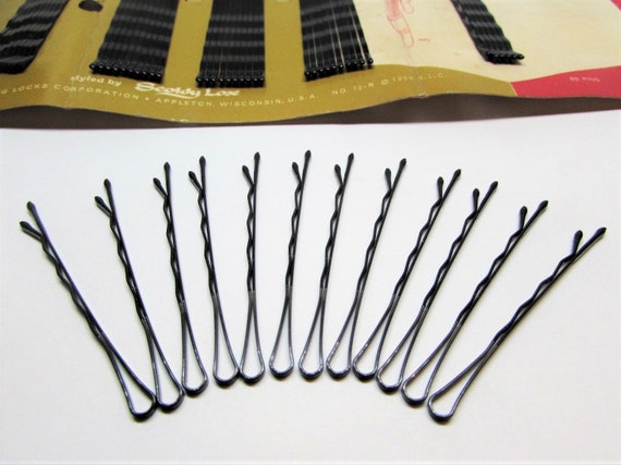 12 Strong Vintage 1950s Black or Bronze Bobby Pin… - image 3