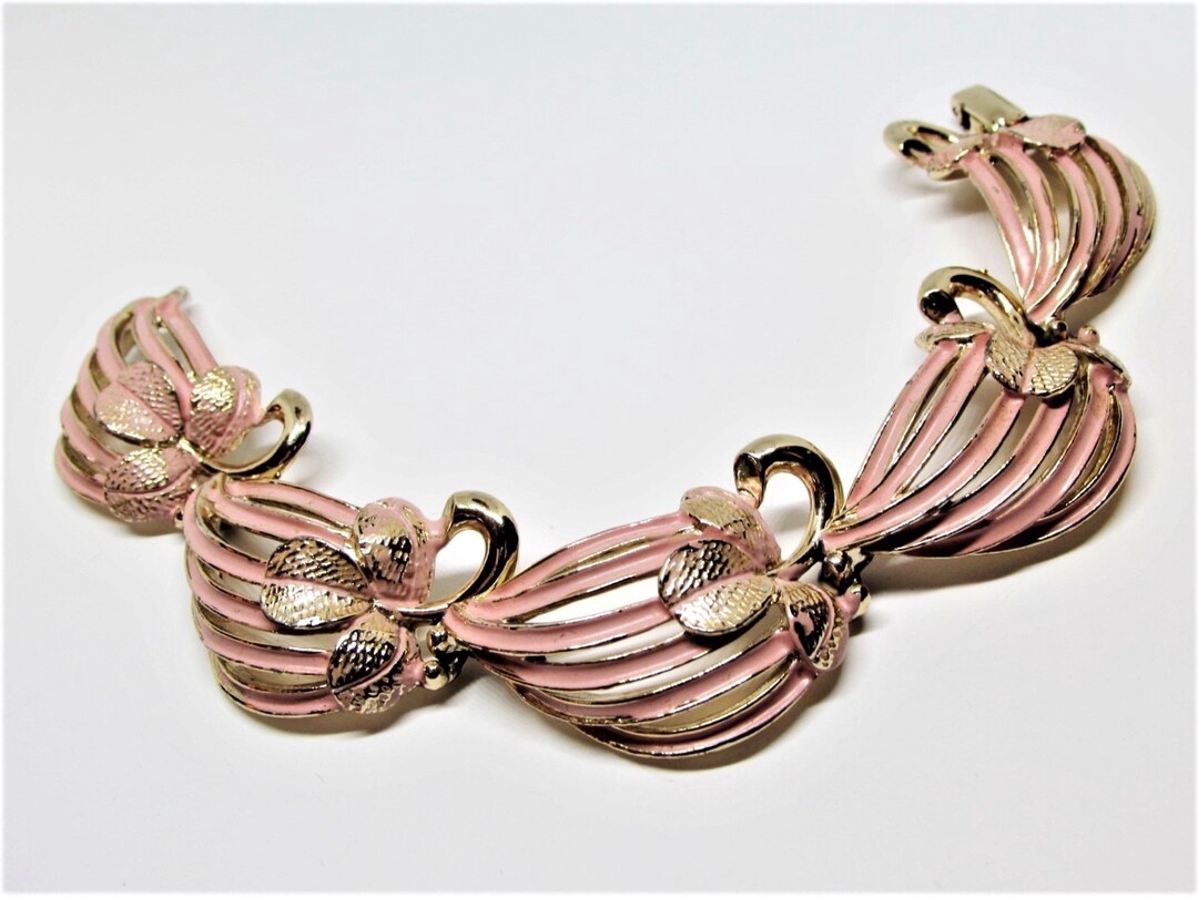 Vintage Pink Strawberry Bracelet Coquette, Spring Fruit Berry