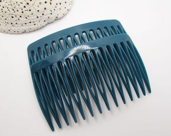 Set of 2 Vintage Teal Blue / Green Hair Combs- Simple Plastic Side Combs- Hair Slides- 1990s Summer Fall Autumn Hair Accessories for Women