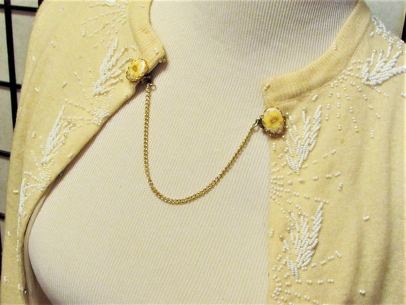Vintage Yellow Flower Cardigan Sweater Guard, Por… - image 7