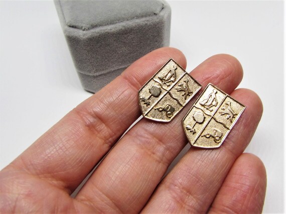 Vintage Gold Shield Cuff-Links- Navy Military Pat… - image 7