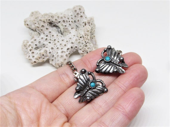 Vintage Butterfly Sweater Guard Clip, Silver Plat… - image 5