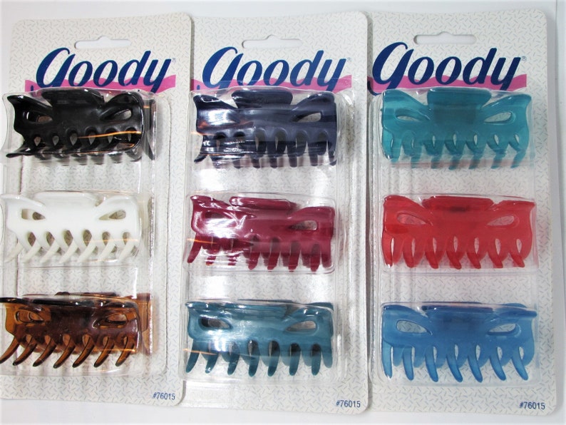 One 1 Vintage 1995 Goody Hair Claw Clip Comb Colorful Red White Blue Black or Green Womens Girls Hair Accessory for Thick or Thin Hair image 9