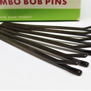 Set Jumbo Vintage 1960s Black or Bronze Bobby Pins Extra Large Long 2.75 Roller Pin Updo Bun Hair Pins for Women Finger Wave Setter Clip Bronze