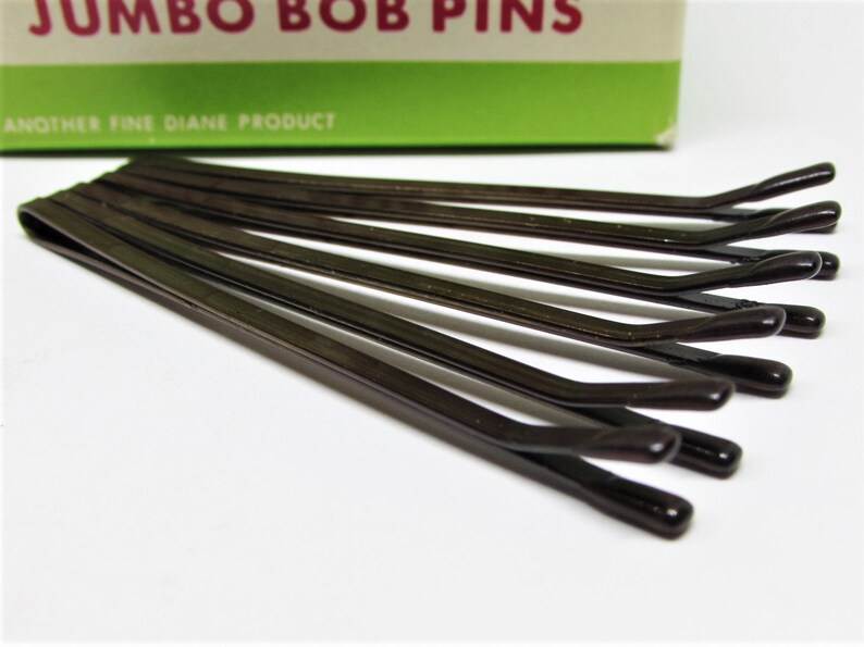 Set Jumbo Vintage 1960s Black or Bronze Bobby Pins Extra Large Long 2.75 Roller Pin Updo Bun Hair Pins for Women Finger Wave Setter Clip Bronze