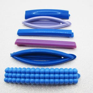 Vintage GOODY Snap-tight Barrettes Set- Purple & Blue Hair  display picture 2