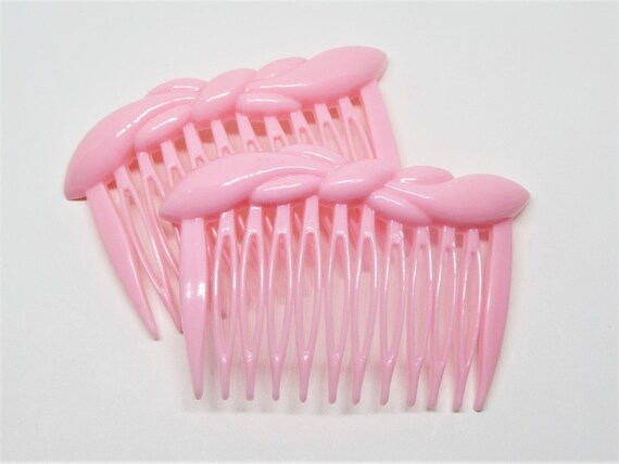 Vintage 1980s Bow Hair Side Comb Set of 2- Peach,… - image 6