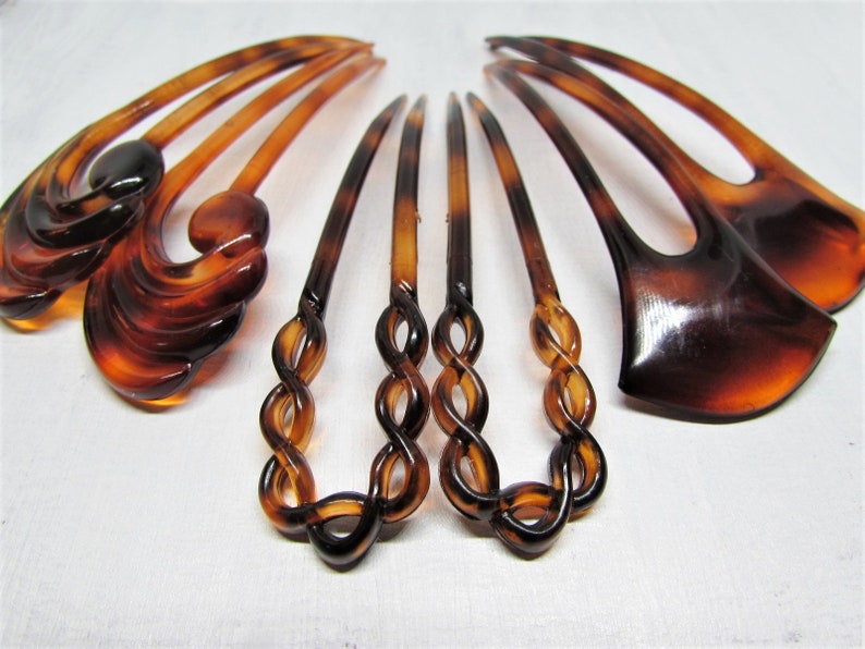 Vintage FRENCH Hair Forks set of 2 Tortoiseshell Hair Etsy UK