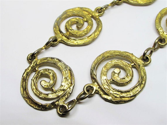 Vintage Chunky Gold Spiral Statement Necklace, Un… - image 3