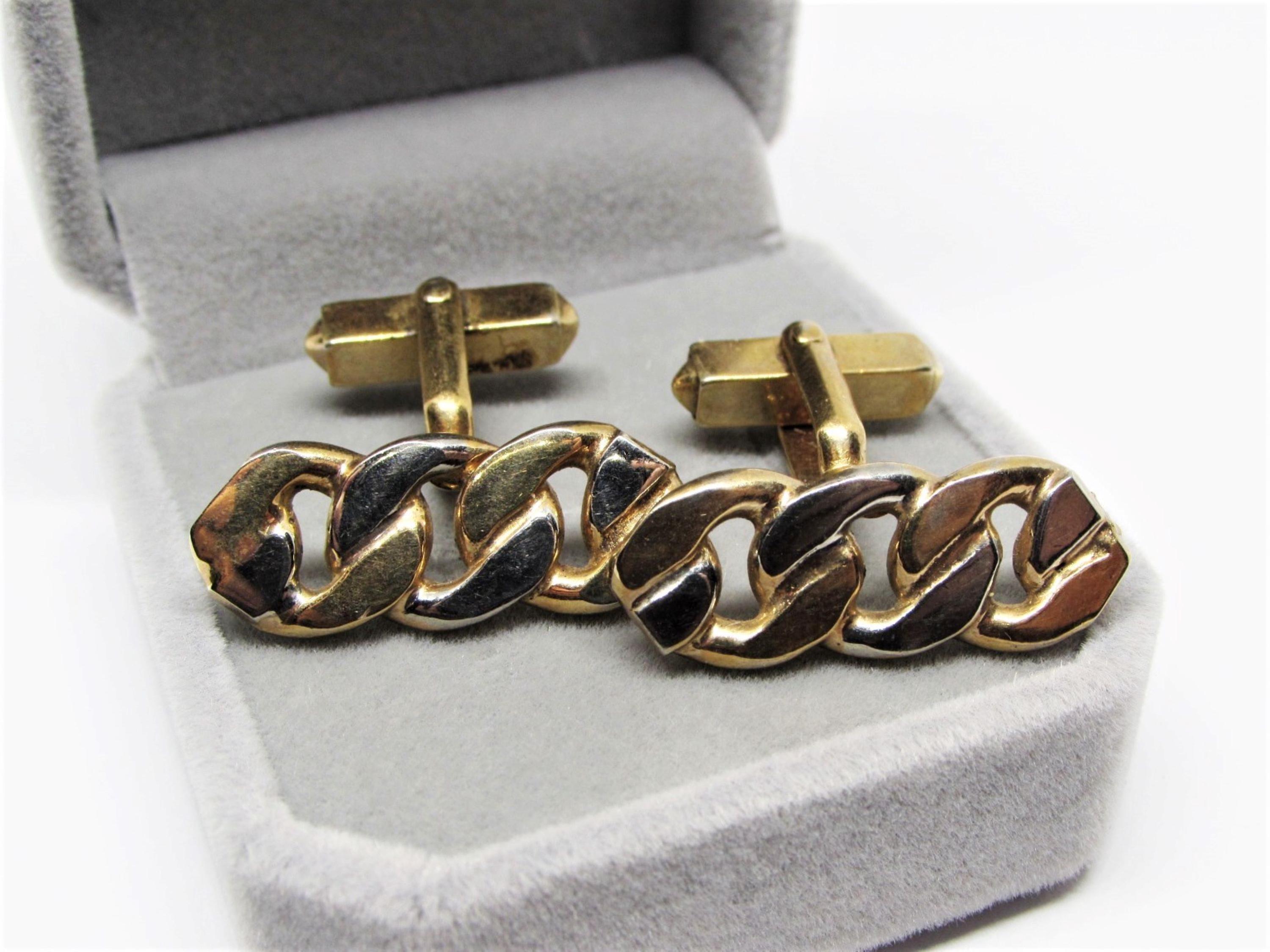 Vintage 1960's SWANK Gold Knot Chain Link Cuff-Links, Two-Tone Gold & Silver, Mid-Century Modern Modernist, Fathers Day Gift for Dad Husband