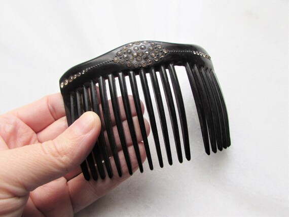 Antique Edwardian Rhinestone Crystal Hair Comb, L… - image 6